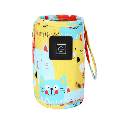 Travel USB Baby Bottle Warmer Milk Heater Bag Thermostat Portable Pouch Yellow