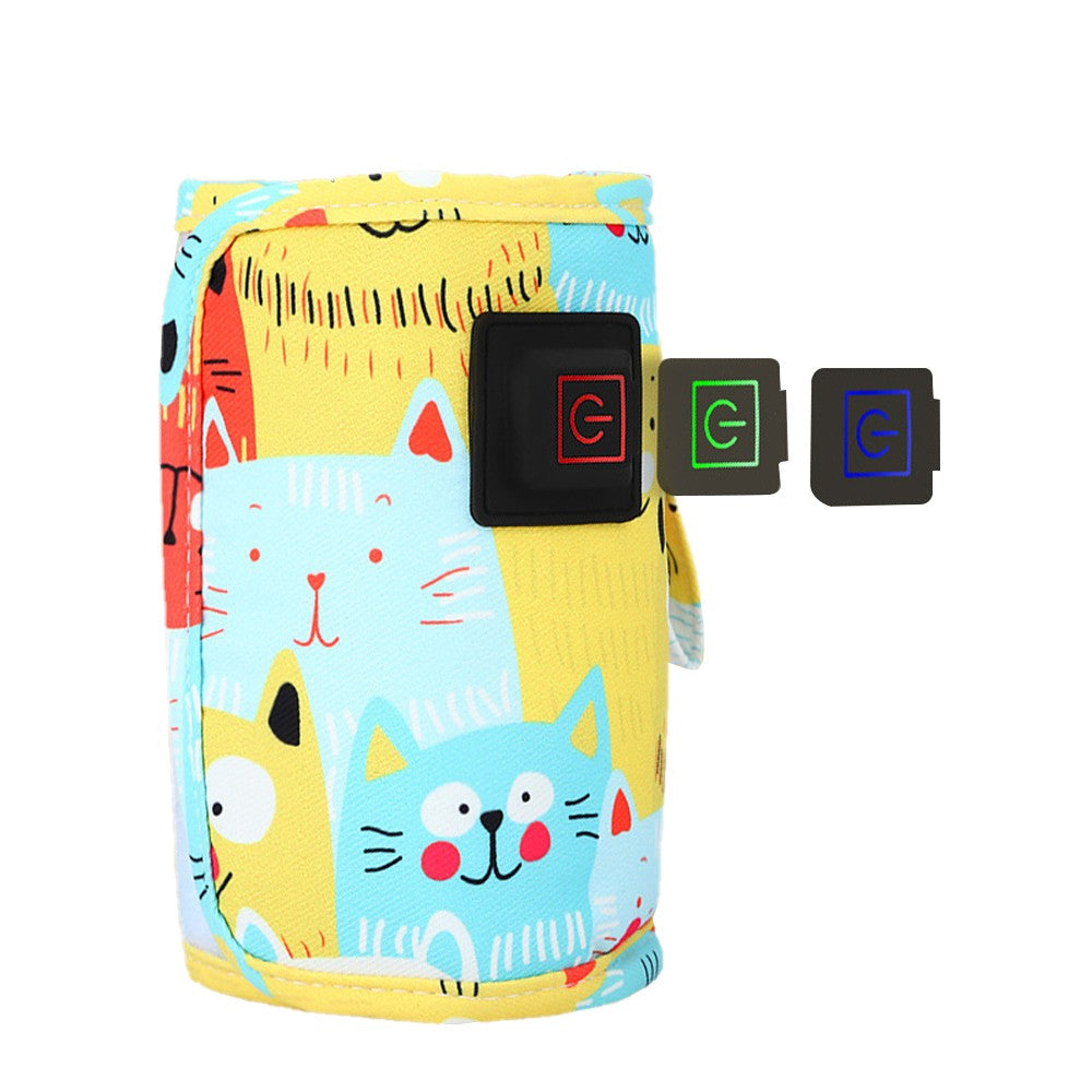 Travel USB Baby Bottle Warmer Milk Heater Bag Thermostat Portable Pouch Yellow