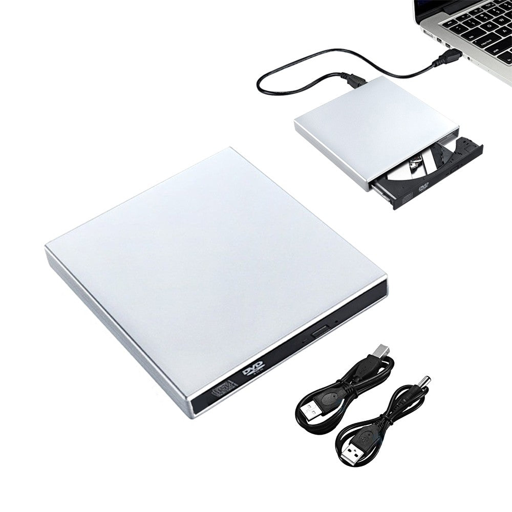 USB 2.0 External CD DVD Drive Portable External CD-RW Burner Player Silver