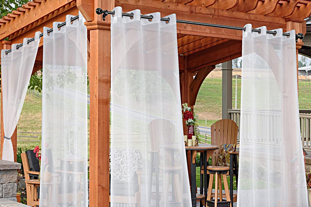 Water Resistant White Outdoor Sheer Curtains