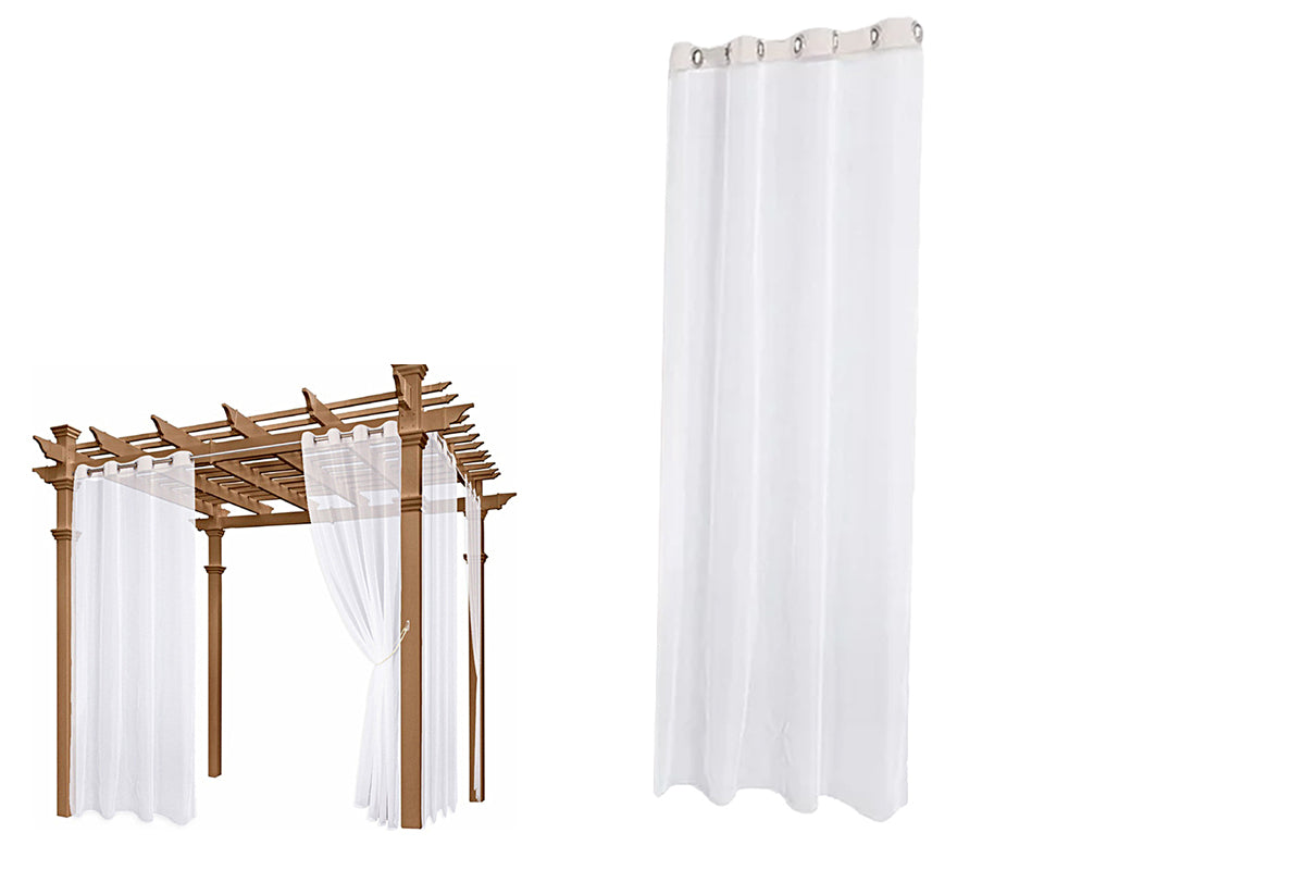 Water Resistant White Outdoor Sheer Curtains
