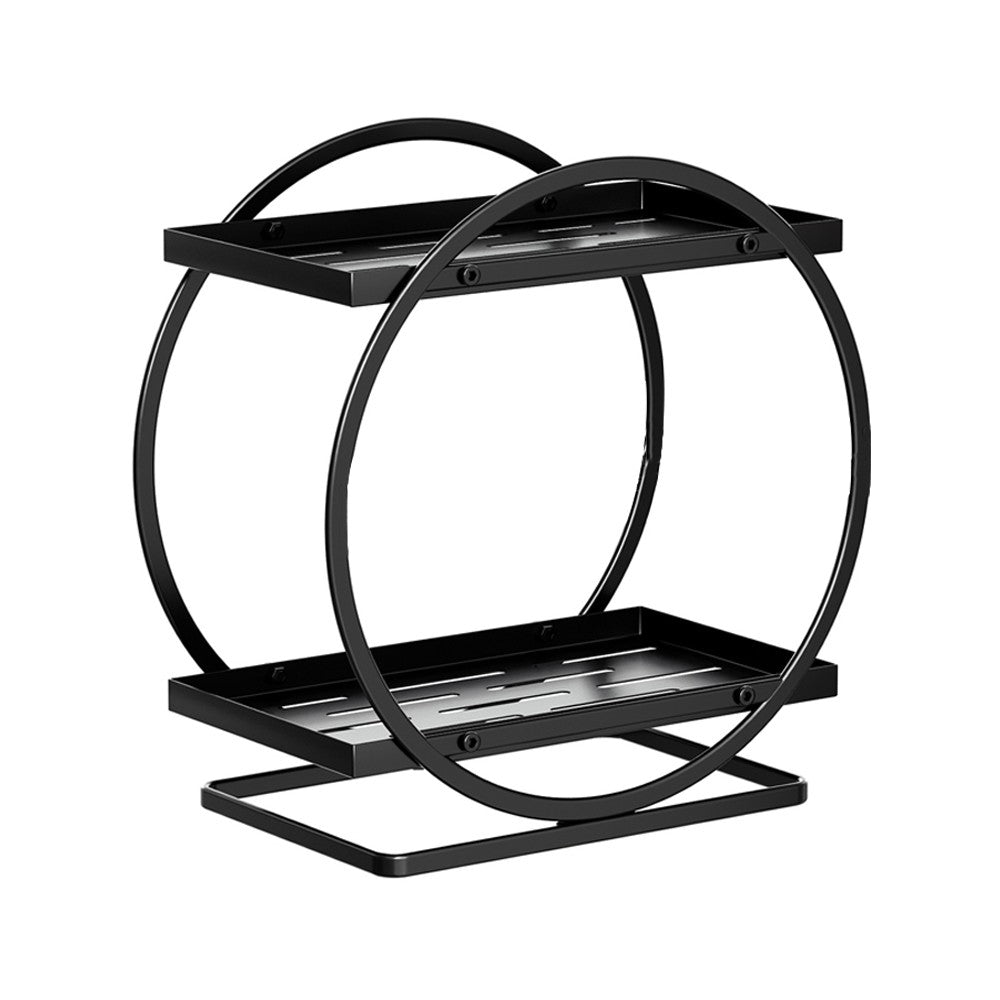 2-Tier Metal Makeup Organizer Vanity Bathroom Countertop Storage Rack Black