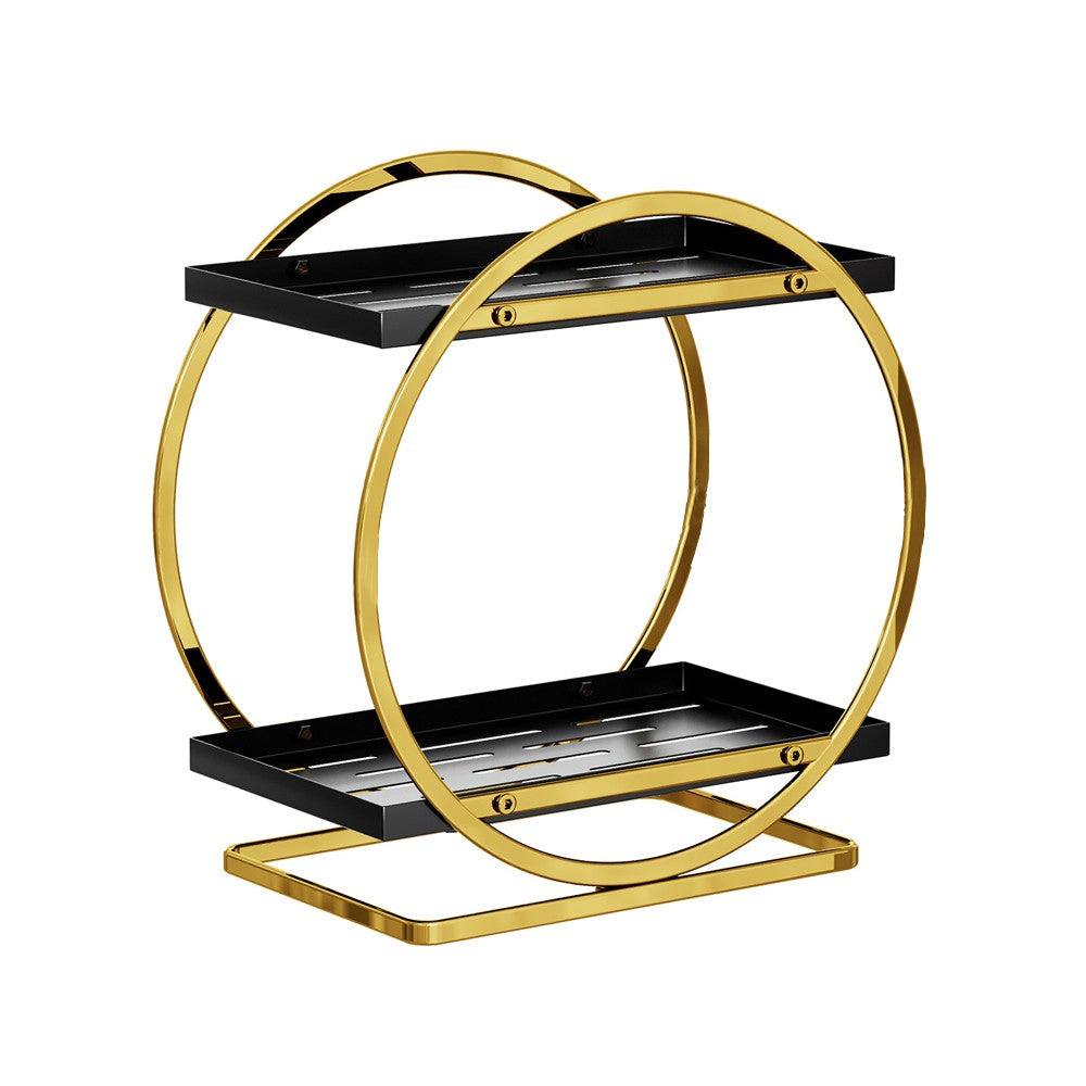 2-Tier Metal Makeup Organizer Vanity Bathroom Countertop Storage Rack Gold