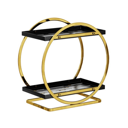 2-Tier Metal Makeup Organizer Vanity Bathroom Countertop Storage Rack Gold
