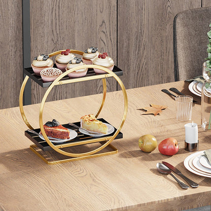 2-Tier Metal Makeup Organizer Vanity Bathroom Countertop Storage Rack Gold