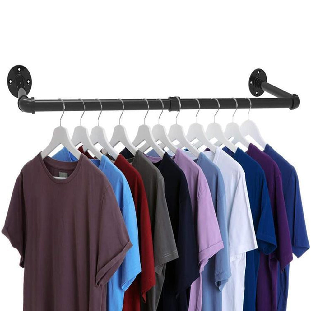 Wall Mounted Clothes Rack Closet Laundry Hanging Rod