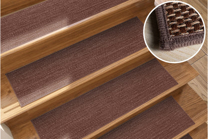 7 Piece Self Adhesive Stair Non-Slip Mat Carpet - Brown