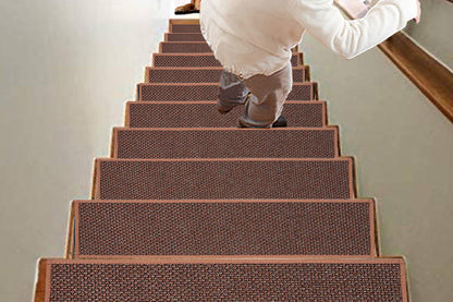 7 Piece Self Adhesive Stair Non-Slip Mat Carpet - Brown
