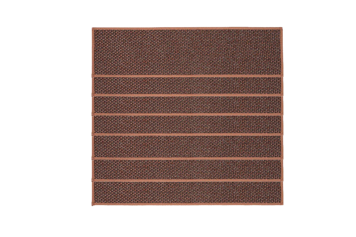 14 Piece Self Adhesive Stair Non-Slip Mat Carpet - Brown