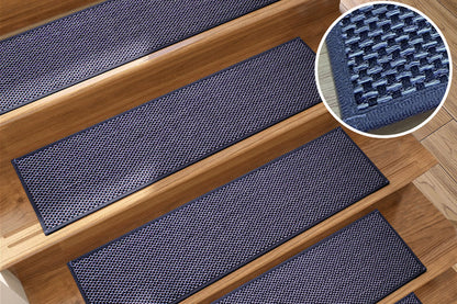 14 Piece Self Adhesive Stair Non-Slip Mat Carpet - Black