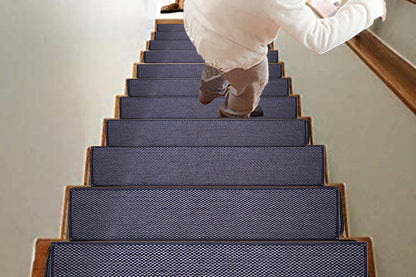 14 Piece Self Adhesive Stair Non-Slip Mat Carpet - Black