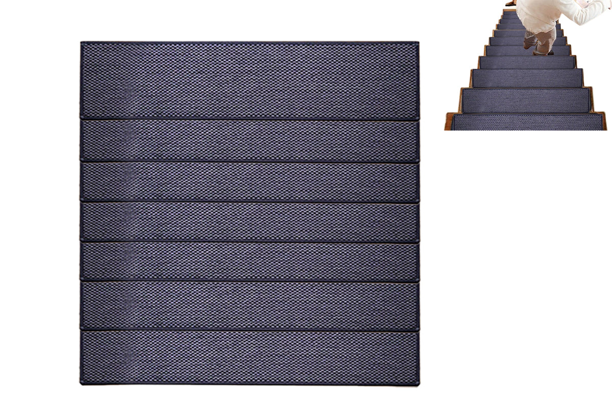 7 Piece Self Adhesive Stair Non-Slip Mat Carpet - Black