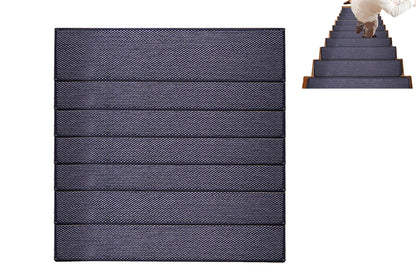 7 Piece Self Adhesive Stair Non-Slip Mat Carpet - Black