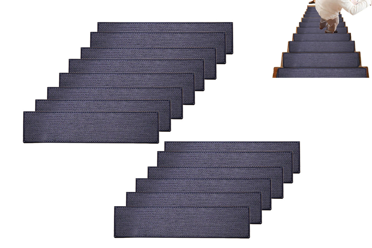 14 Piece Self Adhesive Stair Non-Slip Mat Carpet - Black