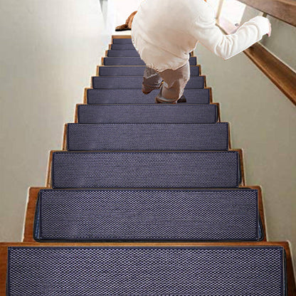7Pcs Self-Adhesive Imitation Linen Stair Treads Non-Slip Stair Protector Mat Black