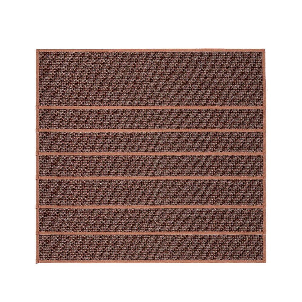 7Pcs Self-Adhesive Imitation Linen Stair Treads Non-Slip Stair Protector Mat Brown