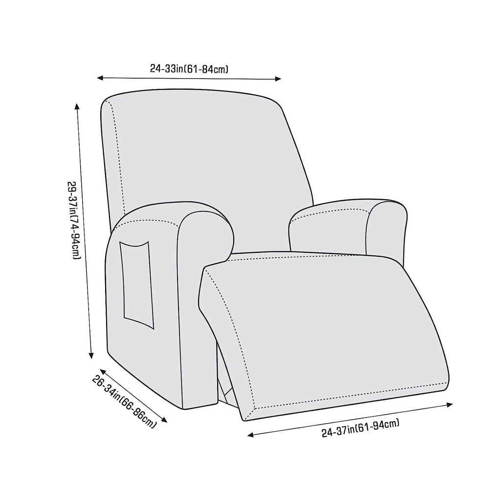 Full Wrapped Elastic Recliner Chair Protector Cover Stretch Jacquard Recliner Slipcover Dark Grey