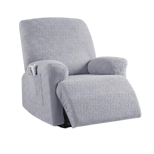 Full Wrapped Elastic Recliner Chair Protector Cover Stretch Jacquard Recliner Slipcover Light Grey