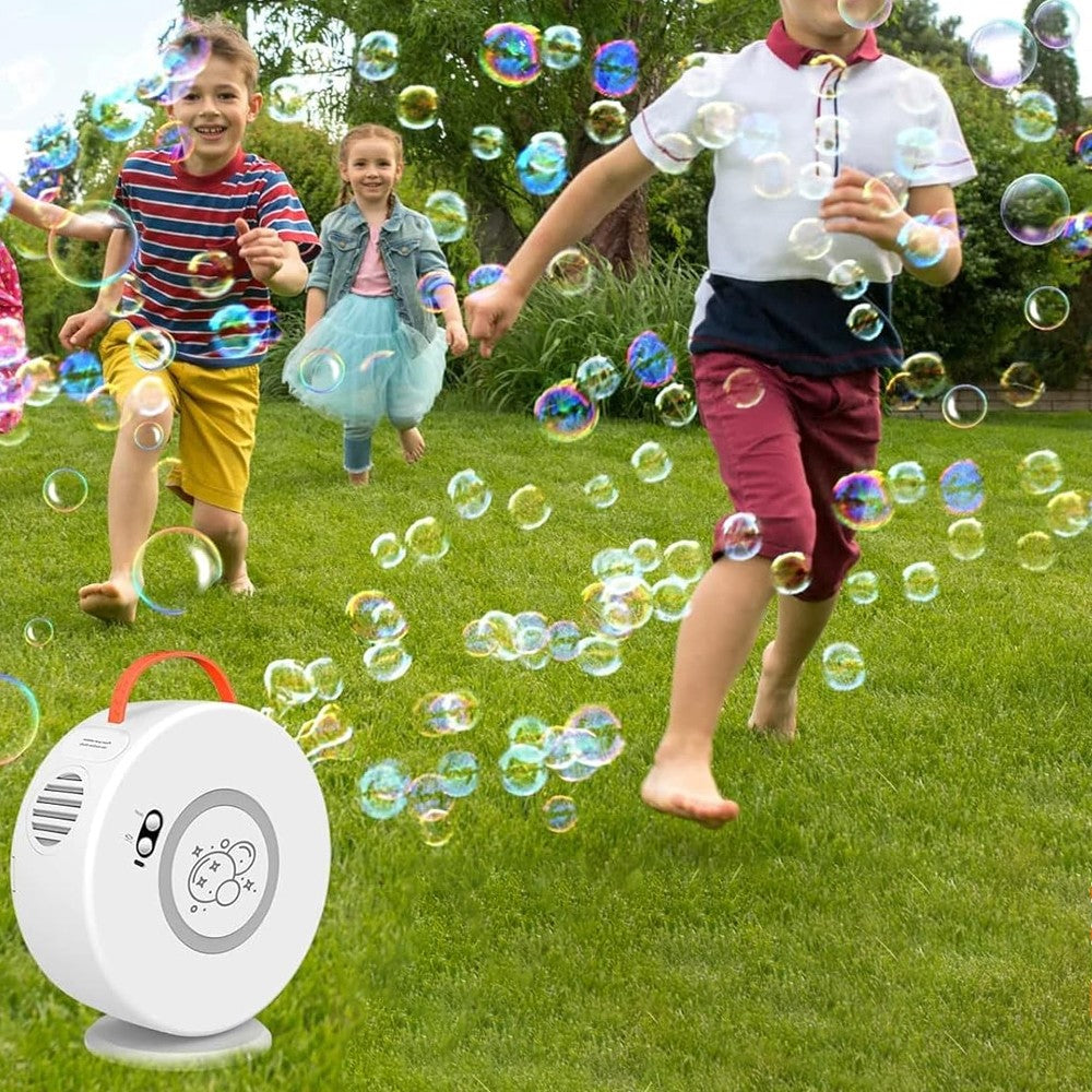 Portable Bubble Maker Electric Bubbles Machine Toy Outdoor Birthday Party Supplies White
