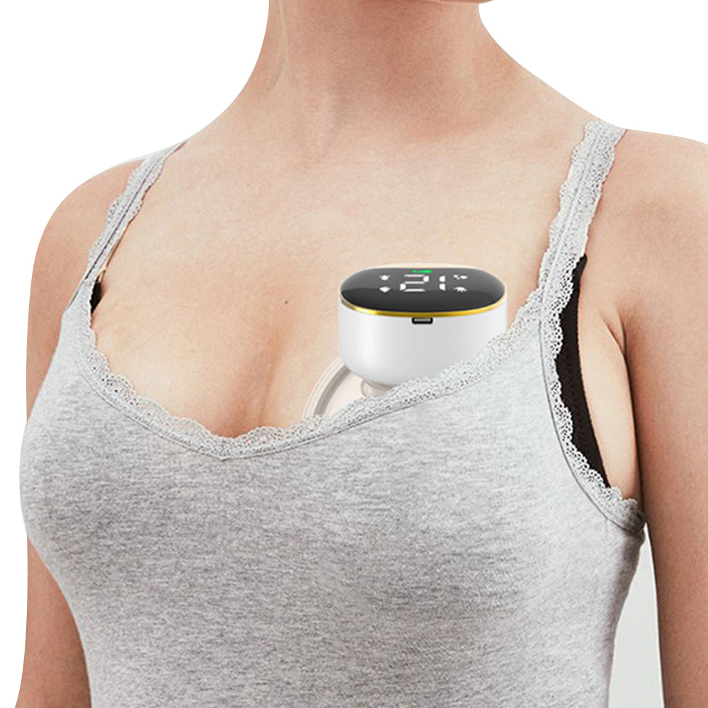 Portable Electric Breast Pump LCD Display Rechargeable Wearable Hands-Free Automatic Milker Gold