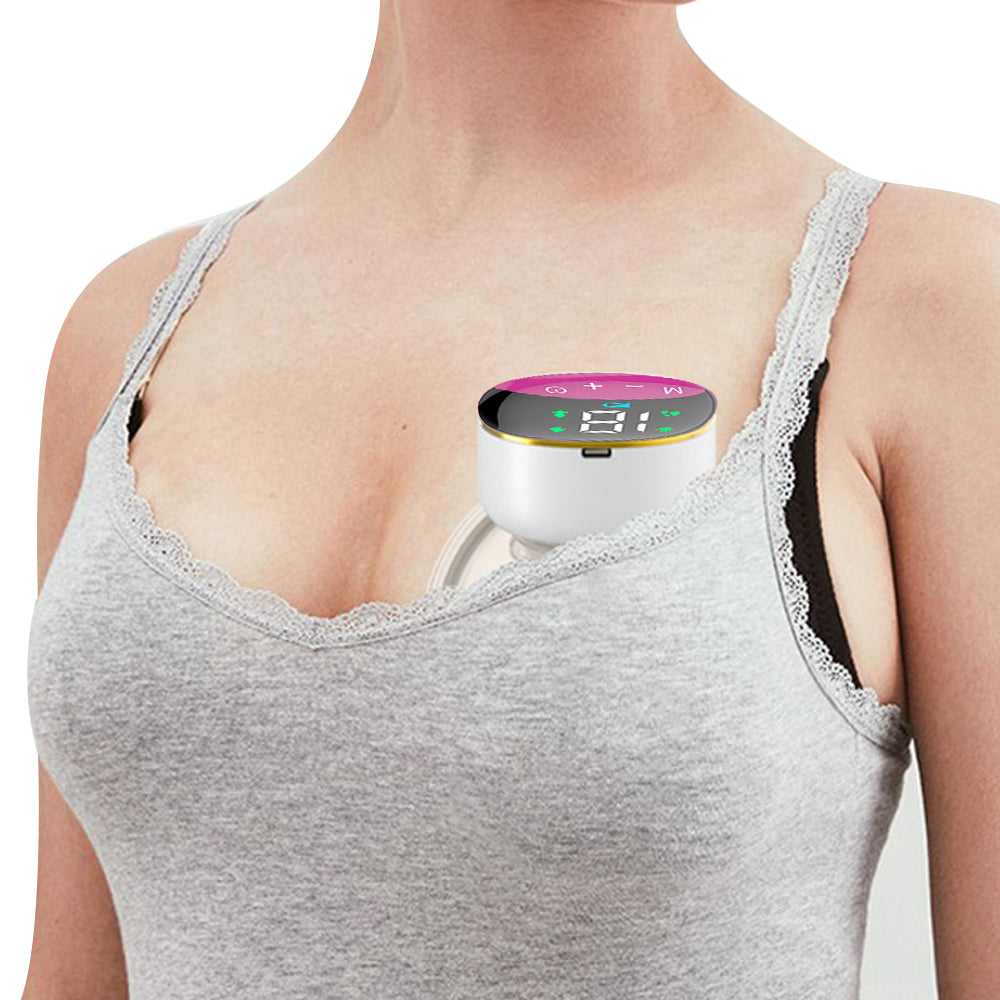 Portable Electric Breast Pump LCD Display Rechargeable Wearable Hands-Free Automatic Milker Rose Red