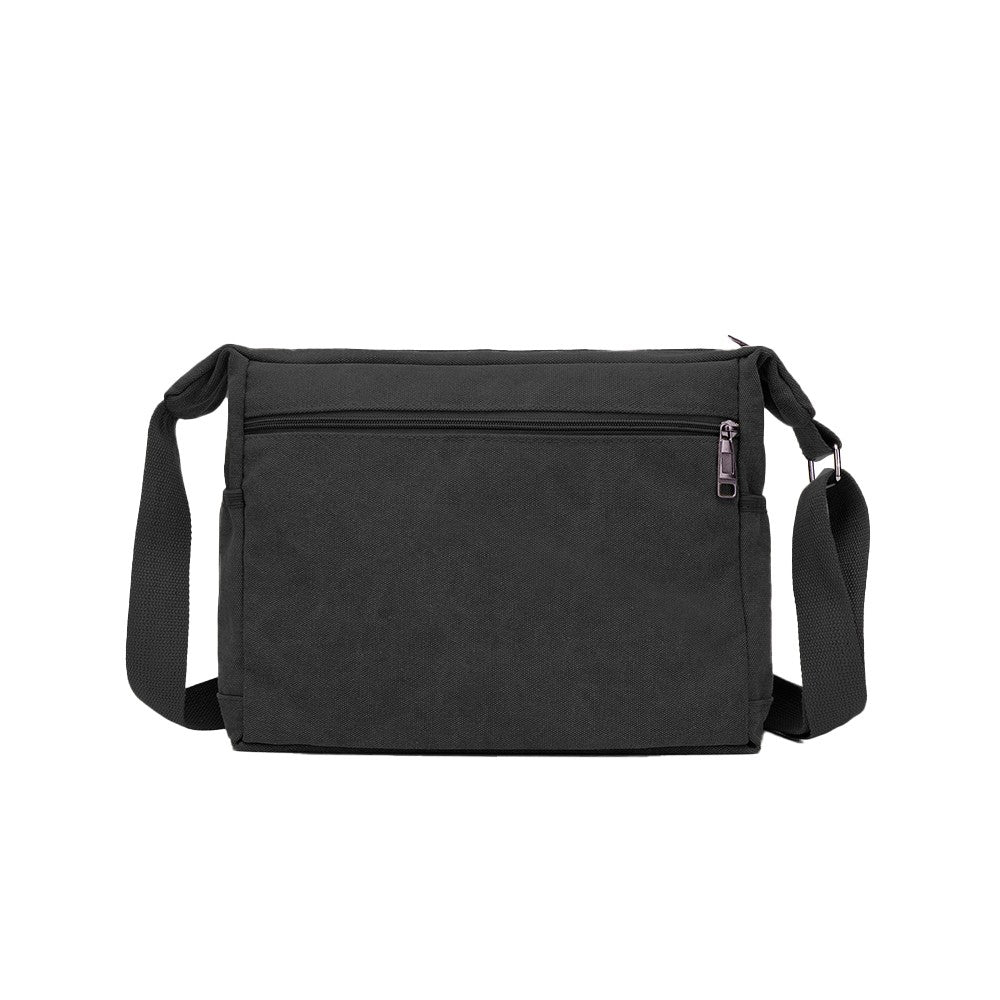 Men's Canvas Shoulder Messenger Bag Casual Crossbody Bag Black