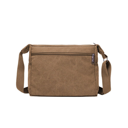 Men's Canvas Shoulder Messenger Bag Casual Crossbody Bag Coffee