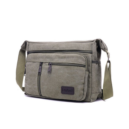 Men's Canvas Shoulder Messenger Bag Casual Crossbody Bag Green