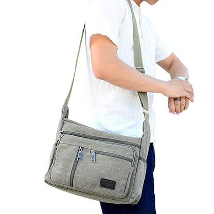 Men's Canvas Shoulder Messenger Bag Casual Crossbody Bag Green