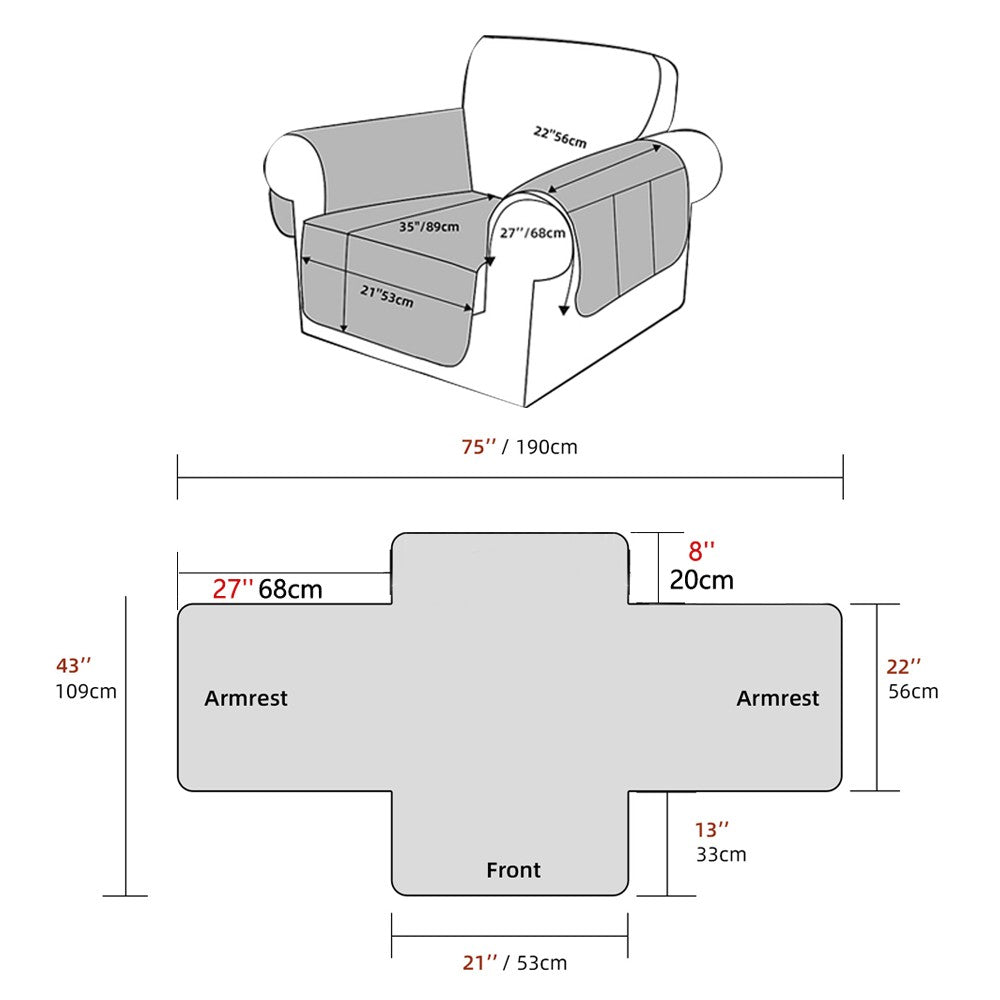 Water Resistant Split Recliner Couch Cover Non-Slip Sofa Chair Slipcovers White