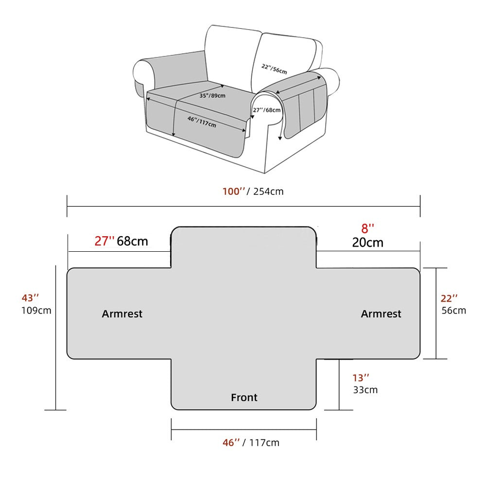 Water Resistant Split Recliner Couch Cover Non-Slip Sofa Chair Slipcovers Blue