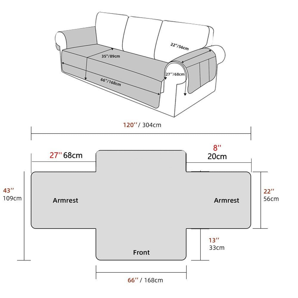 Water Resistant Split Recliner Couch Cover Non-Slip Sofa Chair Slipcovers White