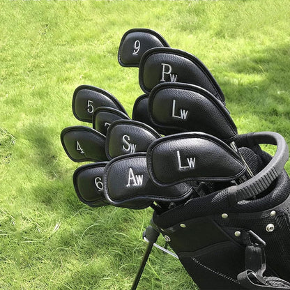 12 Pcs Golf Head Covers 3-9 A/S/P/Lw/ Iron Club Putter Head Protector Covers Black