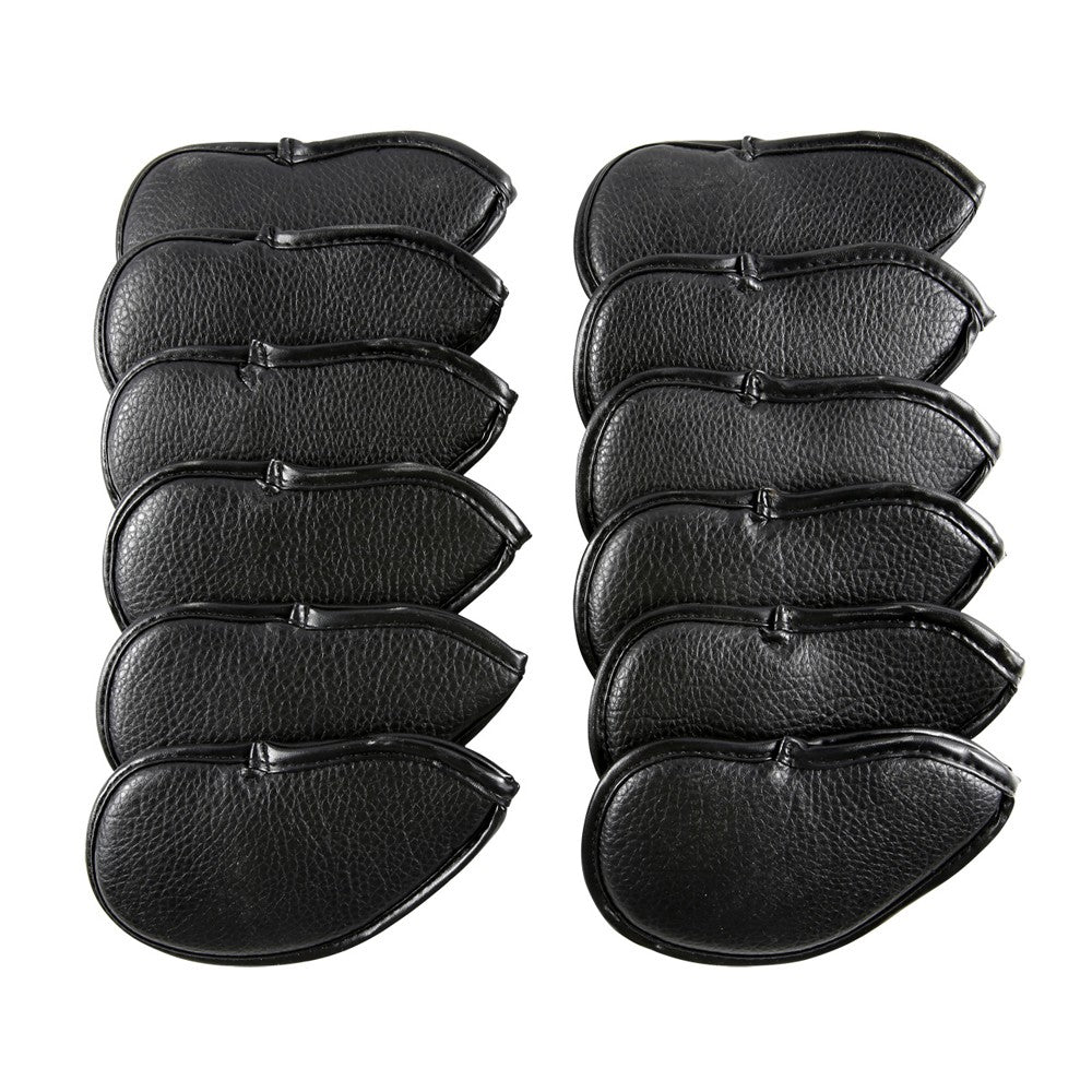 12 Pcs Golf Head Covers 3-9 A/S/P/Lw/ Iron Club Putter Head Protector Covers Black