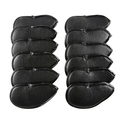12 Pcs Golf Head Covers 3-9 A/S/P/Lw/ Iron Club Putter Head Protector Covers Black