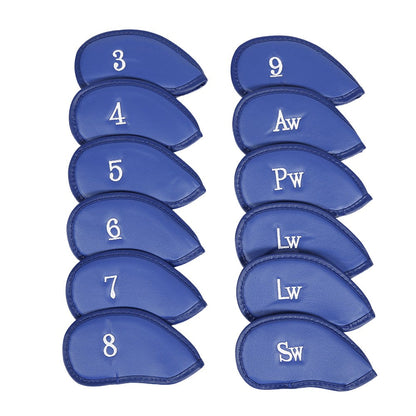 12 Pcs Golf Head Covers 3-9 A/S/P/Lw/ Iron Club Putter Head Protector Covers Blue