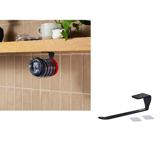 Tumbler Lid Organizer Self-Adhesive Under-Cabinet Mount Space-Saving Lid Holders Black