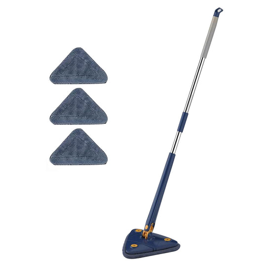360 Degree Rotatable Cleaning Mop with 3 Cleaning Pads Triangle Automatic Wringing Squeezing Mop