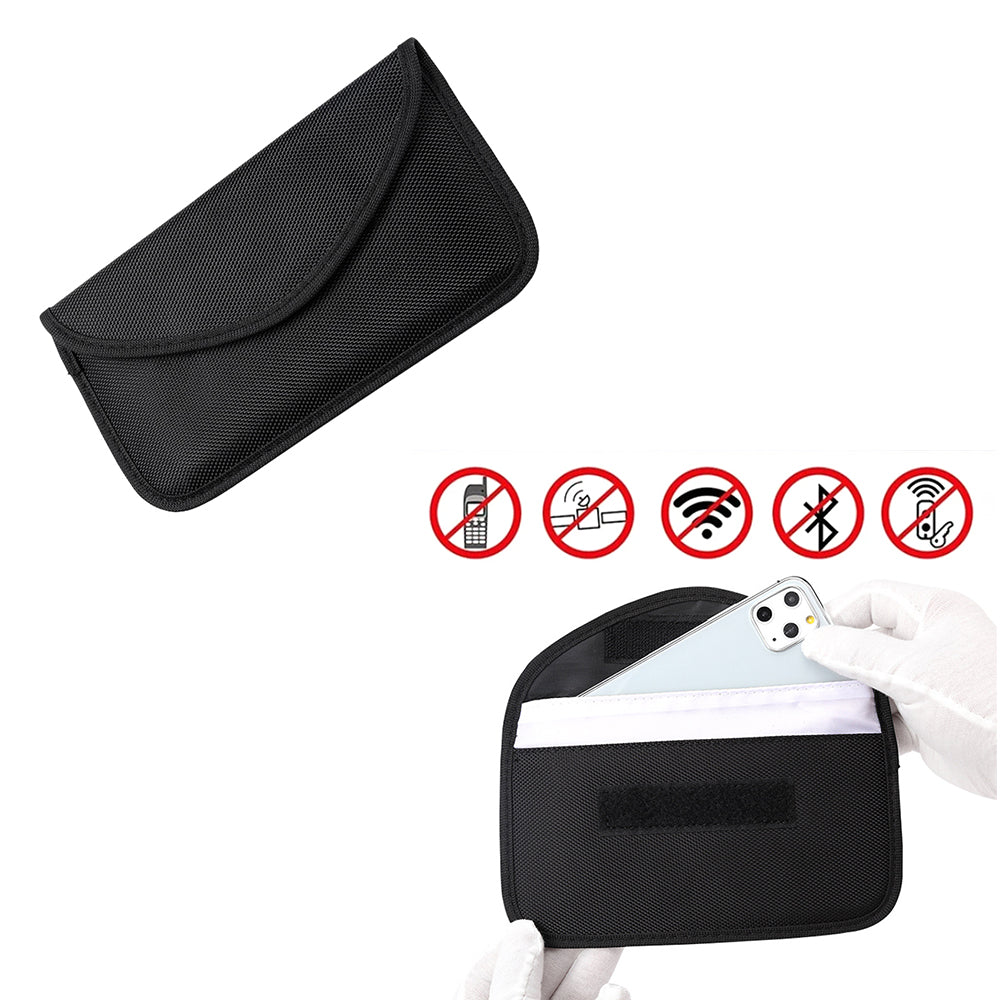 RFID Blocking Phone Pouch Wallet Case for Cell Phone Car Keys Bank Cards Black