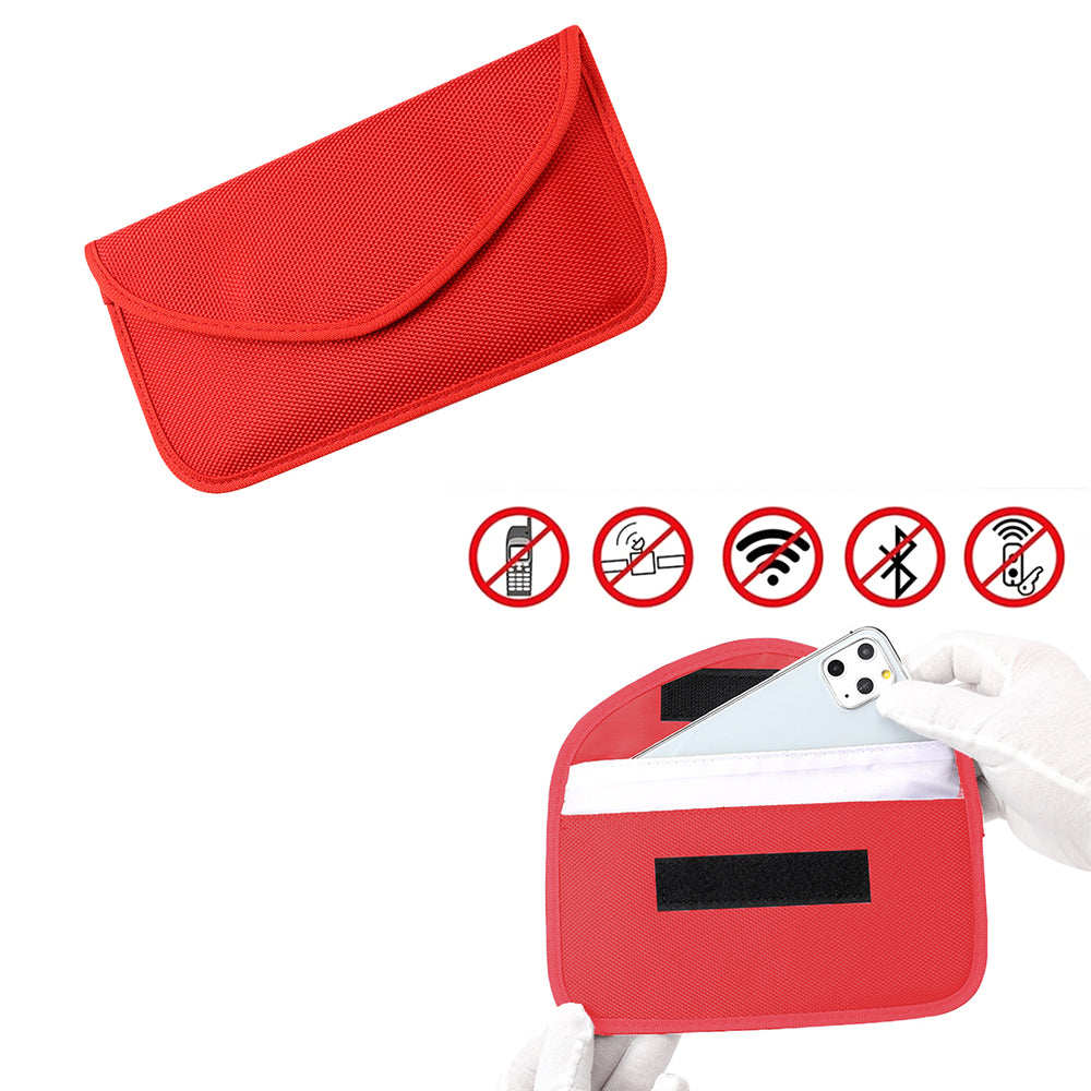 RFID Blocking Phone Pouch Wallet Case for Cell Phone Car Keys Bank Cards Red