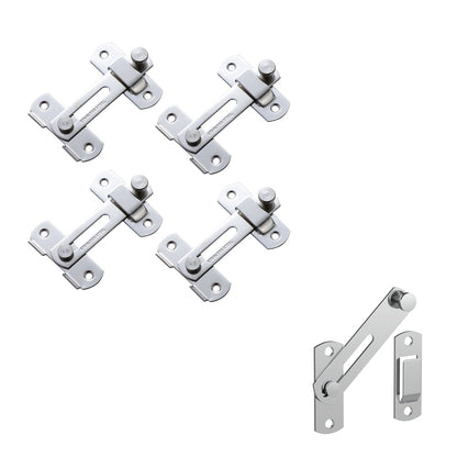 Set of 4Pcs 90-Degree Rotating Barn Door Lock Chirldproof Flip Sliding Latches for Window Door Silver