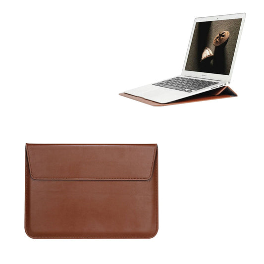 For Macbook PU Leather Macbook Case Wear Resistant Sleeve Cover with Stand Brown