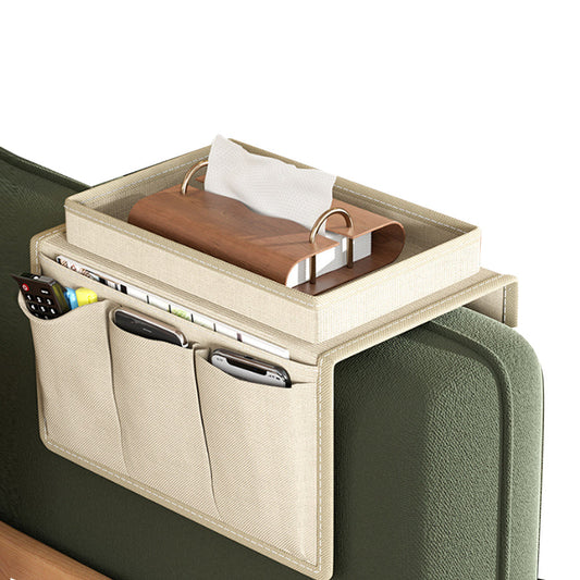 Sofa Armrest Tray Organizer Couch Arm Storage Caddy for Drink Remote Control Cellphone Beige