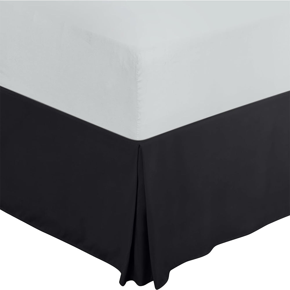 Pleated Bed Skirt Easy Fit Bed Drop Wrap Black