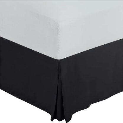 Pleated Bed Skirt Easy Fit Bed Drop Wrap Black
