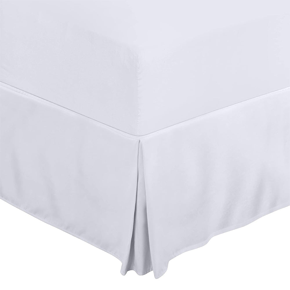 Pleated Bed Skirt Easy Fit Bed Drop Wrap White