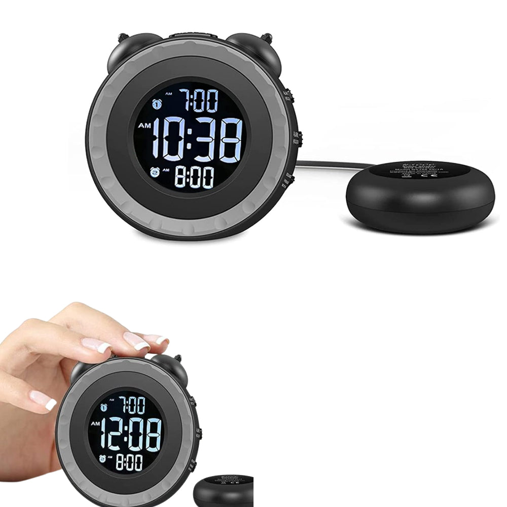 Loud Dual Alarm Clock with Bed Shaker Vibrating Alarm Clock for Heavy Sleepers