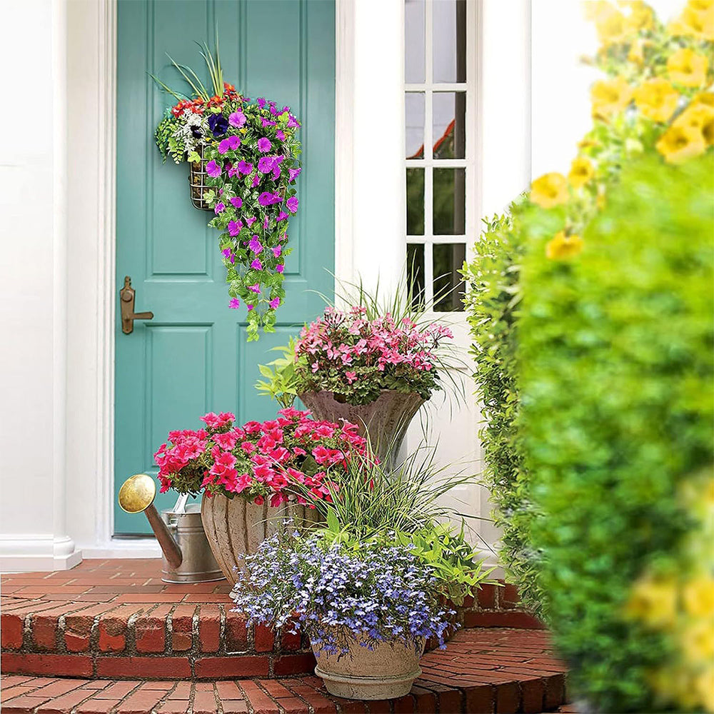 88-Flower Artificial Vine Flowers Hanging Artificial Petunias Garden Home Decoration Purplish Red