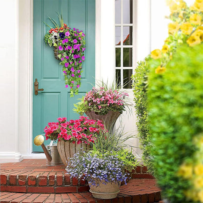 88-Flower Artificial Vine Flowers Hanging Artificial Petunias Garden Home Decoration Purplish Red