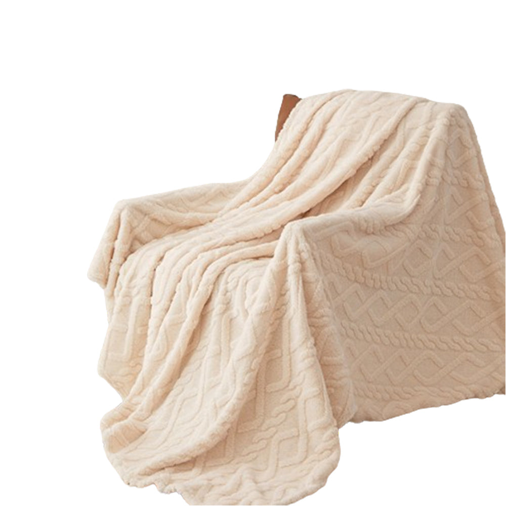 Flannel Throw Blanket Soft Fuzzy Cozy Warm Blanket Air-conditional Blanket Beige